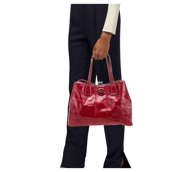 Vintage Y2K Coach Signature Kiss Lock Patent Leather Bag - Picture 12 of 13